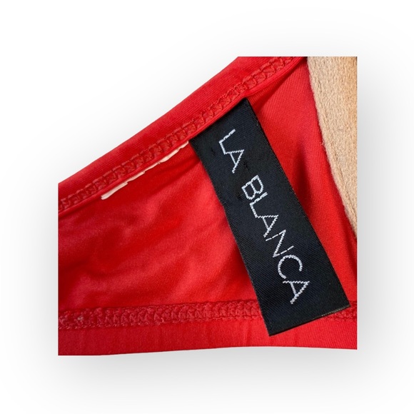 La Blanca ᯾ Whipstich Grommet Detailed Underwire Cup Bikini Top ᯾ Red ᯾ Large - Picture 11 of 16